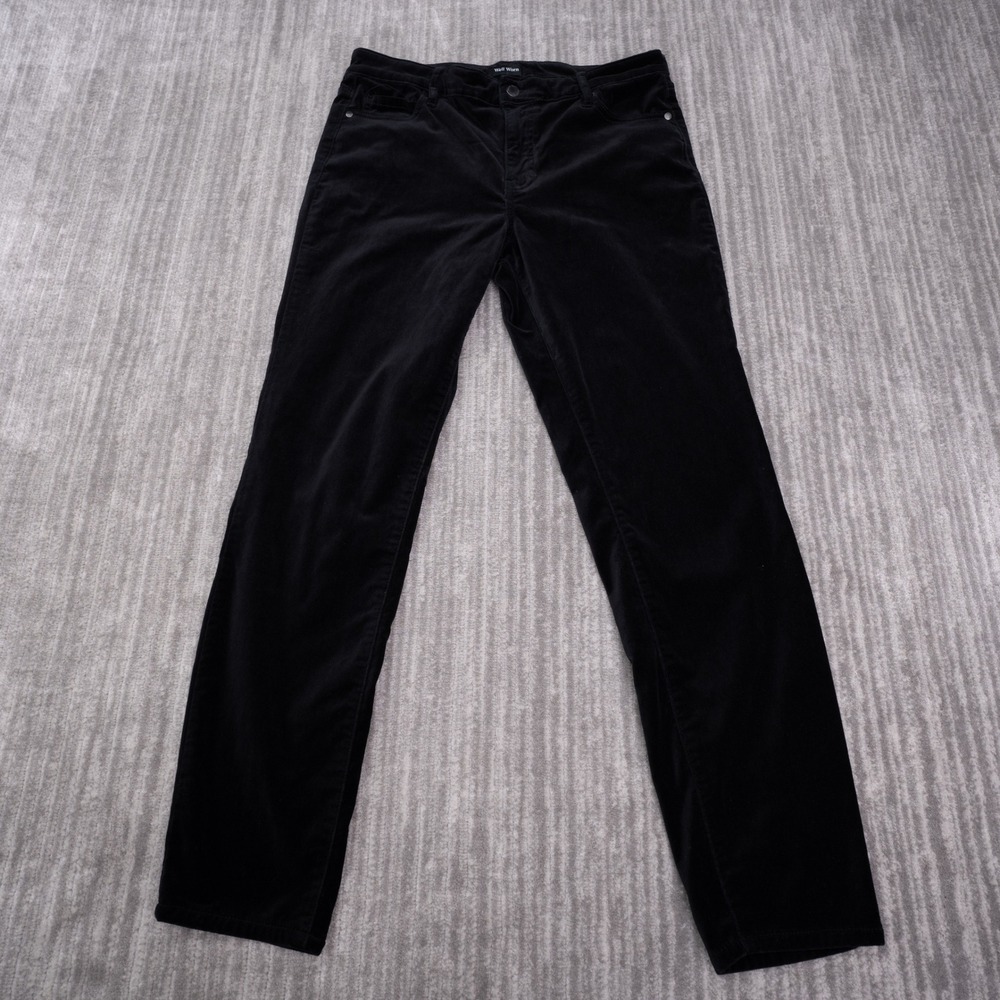 Well Worn Velvet Pants Women 32 Inch Black Excellent Straight Leg Mid Rise